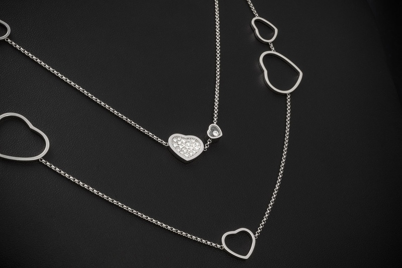 Chopard Collier Happy Diamonds Hearts 122 cm Loop Kette in Weißgold 750 