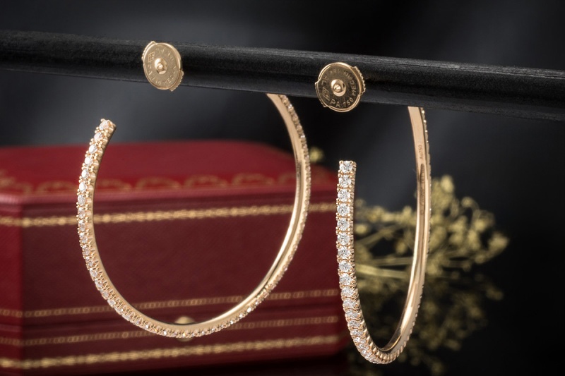 Creolen Ohrringe Etincelle de Cartier Diamanten Großes Modell Roségold 