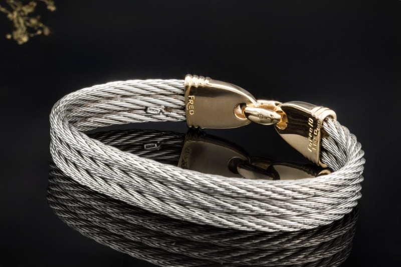 Fred Paris Armband Bracelet Force 10 Segelseil geflochten Gelbgold 750 