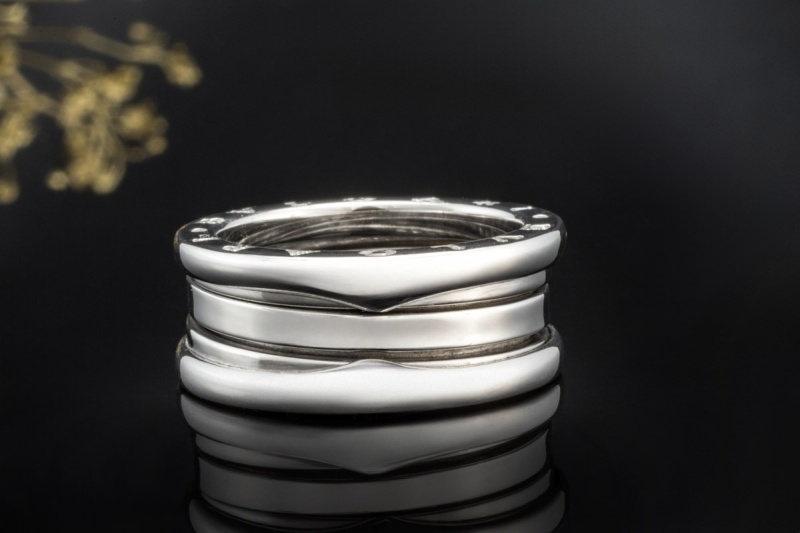 BVLGARI B.zero1 Ring 2-Band Modell beweglich in 750er Weißgold Größe 51 