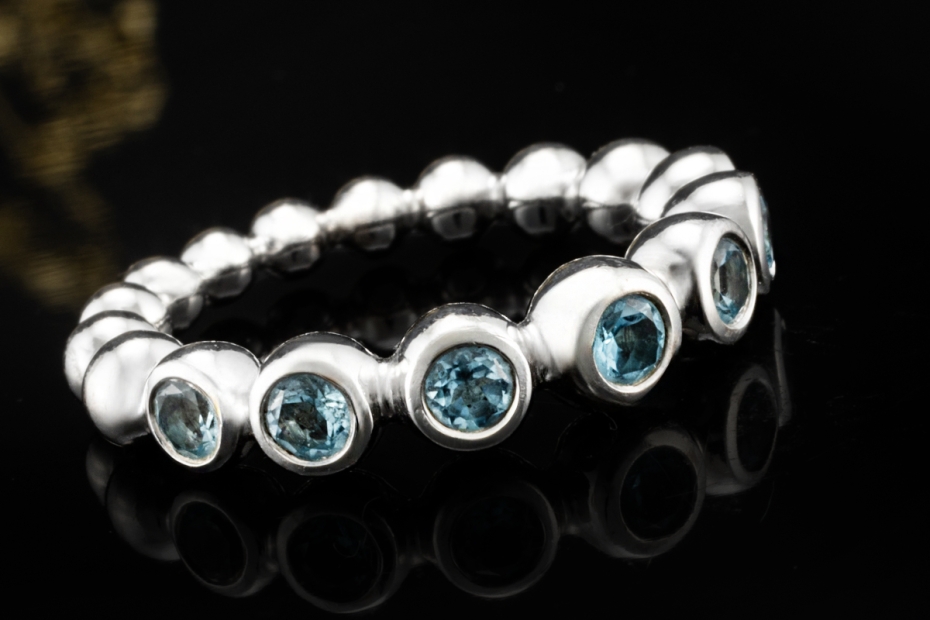 Wempe by Kim Ring Blu Candy mit Aquamarin Beaded Design in Weißgold 750 