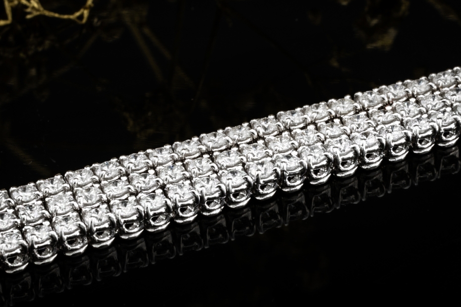 Crivelli Dreireihiges Tennisarmband mit 8,25 Ct Diamanten 750er Weißgold 