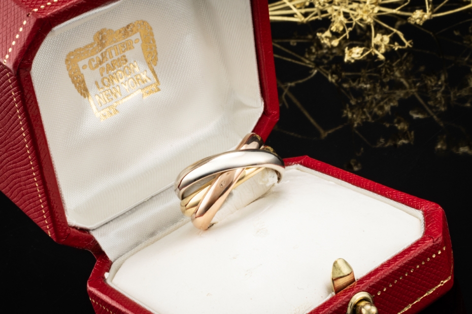 Trinity de Cartier Ring Vintage Modell Roségold Gelbgold Weißgold Gr. 57 
