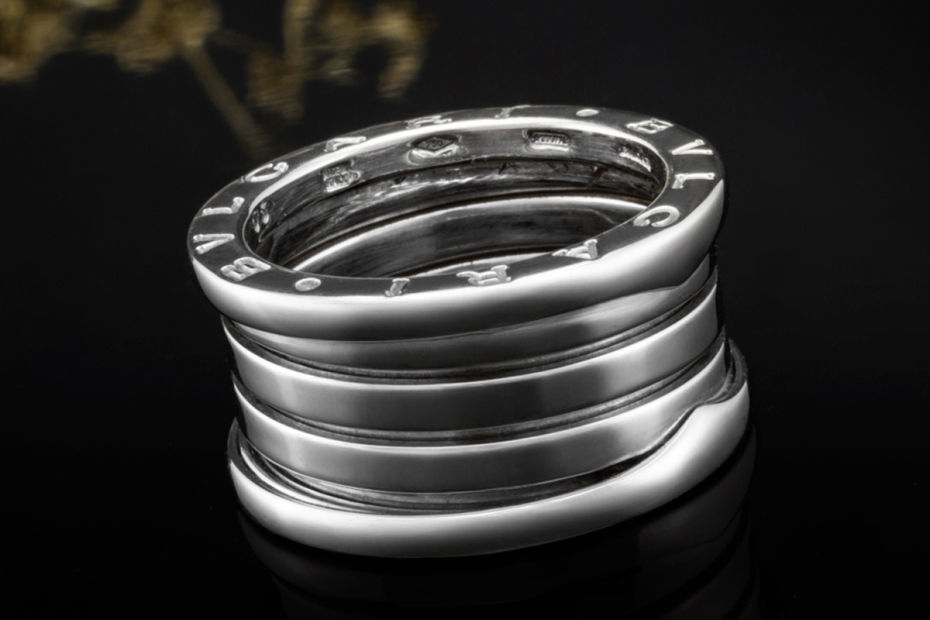 BVLGARI B.zero1 Ring 4-Band Modell Massiv in 750er Weißgold Größe 53 