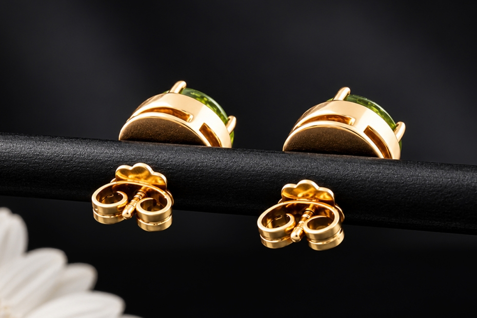 Hollfelder Creations Peridot Ohrstecker mit Diamanten in 750er Gelbgold 
