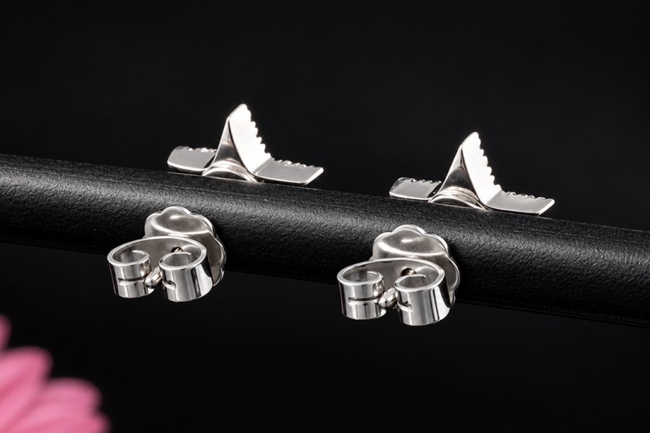 Hollfelder Ohrringe Stern Ohrstecker mit Diamant-Pavé in 750er Weißgold 