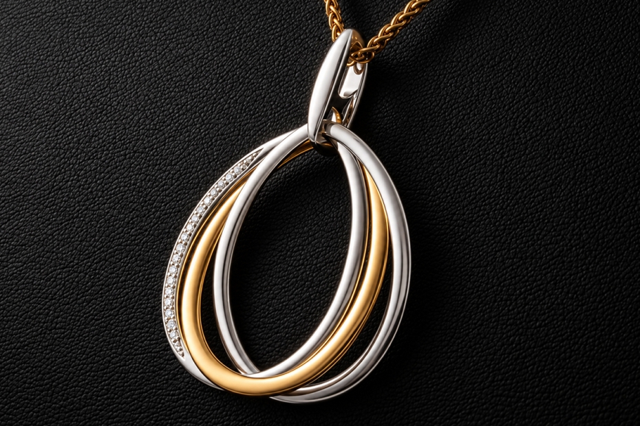 Baume & Mercier Collier 80 cm Diamant Anhänger in 750er Gold dreifarbig 