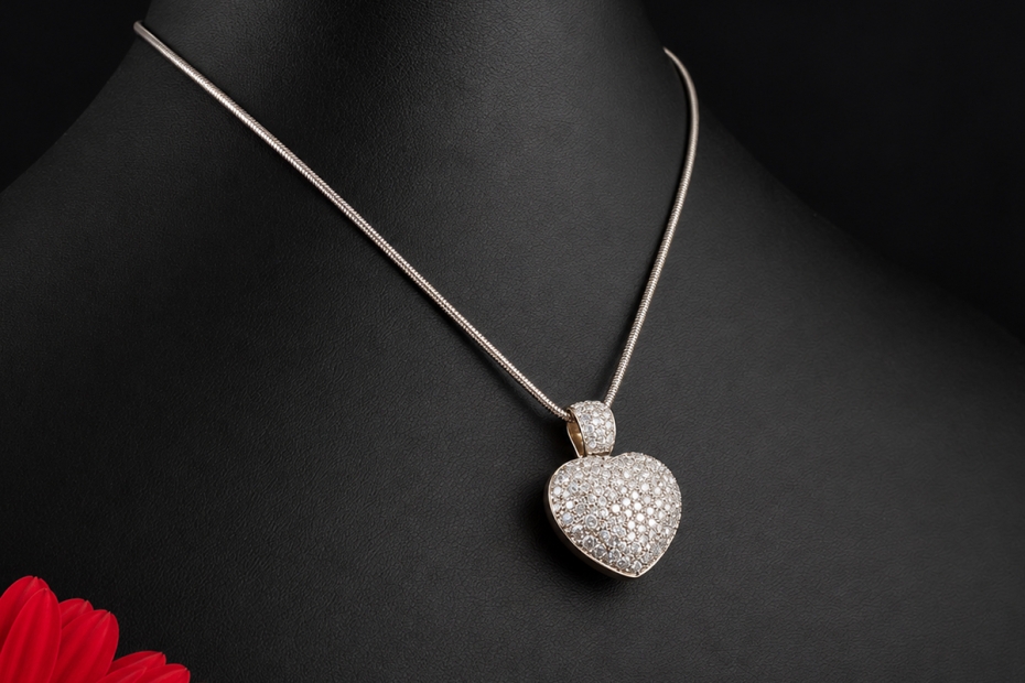 Großer Herz Anhänger mit 5 Carat Diamanten in Gelbgold und Weißgold 750 
