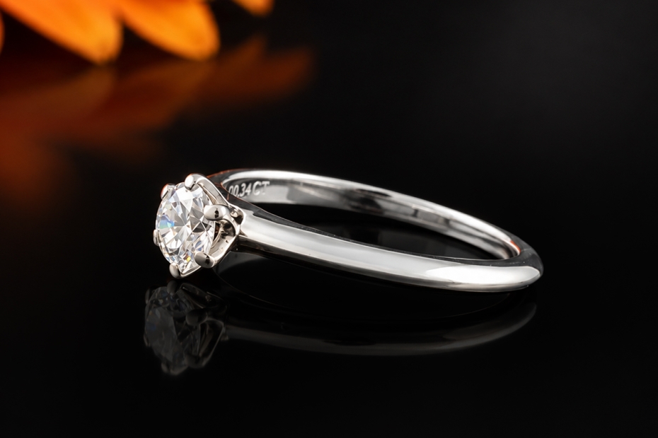 Tiffany & Co Solitär Ring Setting mit Diamant Brillant 0,34 Ct in Platin 