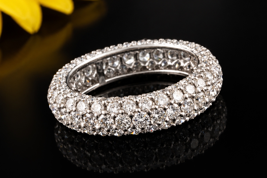 Exklusiver Memoire Ring Diamanten rundum 950er Platin Goldschmiedearbeit 