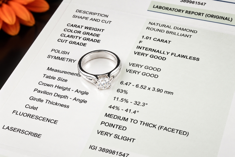Juwelier Lücker Solitär Brillantring 1 Carat Lupenrein mit Weißgold 750 