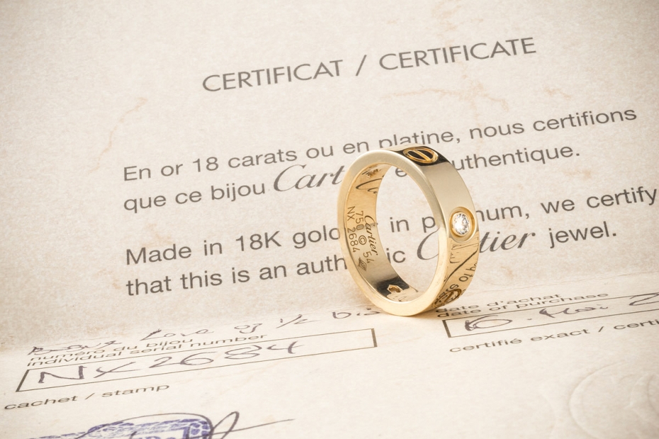 Cartier Love Ring mit 3 Diamanten in 750er Gelbgold Großes Modell Gr. 54 