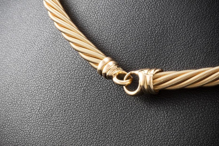Wellendorff Collier Kette Prinzesse Seidenkordel 45 cm Gelbgold Full Set 