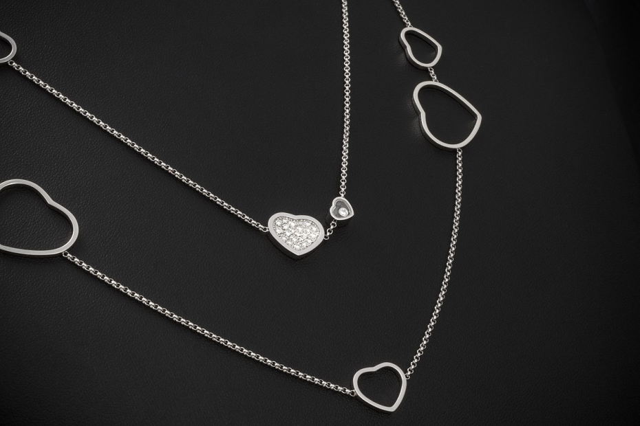 Chopard Collier Happy Diamonds Hearts 122 cm Loop Kette in Weißgold 750 