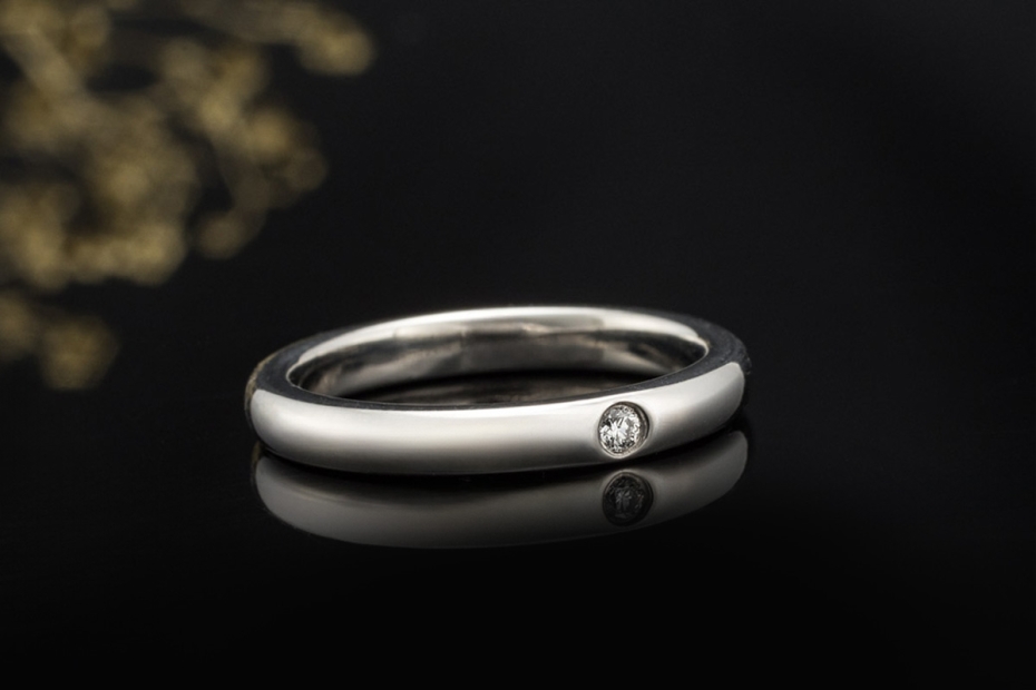 Tiffany & Co. Ring Elsa Peretti Solitär Bandring Diamant in 950er Platin 