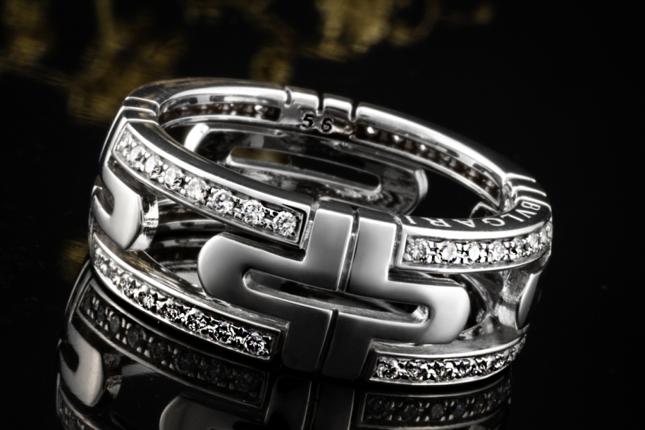 BVLGARI Parentesi Ring mit Diamanten in 750er Weißgold OVP Größe 56 
