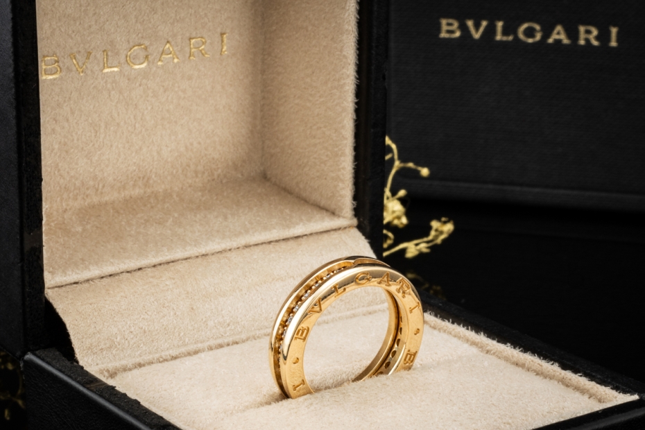 BVLGARI B.zero1 1-Band Memoire Ring Diamanten Gelbgold 750 Größe 51 OVP 