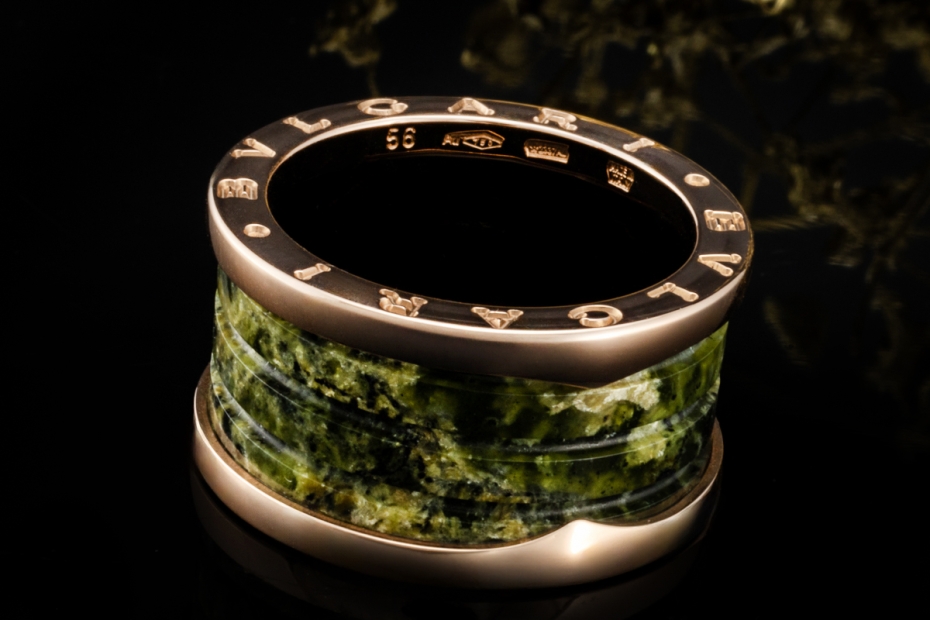 BVLGARI B.zero1 Ring 4-Band Marmor Grün Naturstein 750er Roségold Gr. 56 