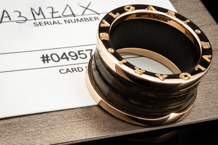 BVLGARI B.zero1 Ring 4-Band Marmor Braun Naturstein 750er Roségold Gr 56 
