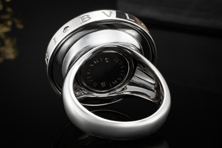 BVLGARI Ring Optical Spinning mit Drehscheibe in 750er Weißgold OVP 