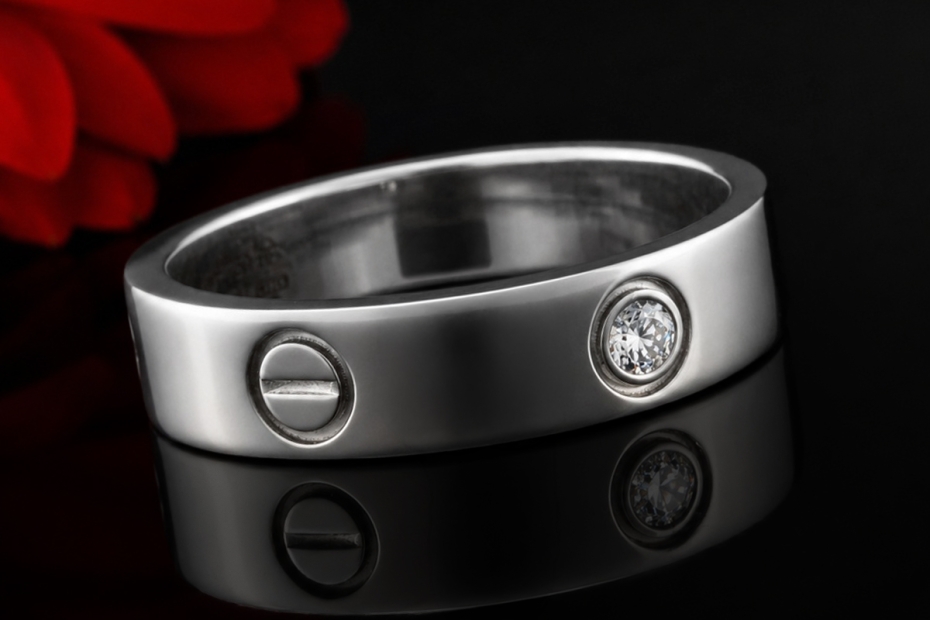 Cartier Love Ring Solitär Ring mit 1 Diamant Brillant 69 in Weißgold 750 