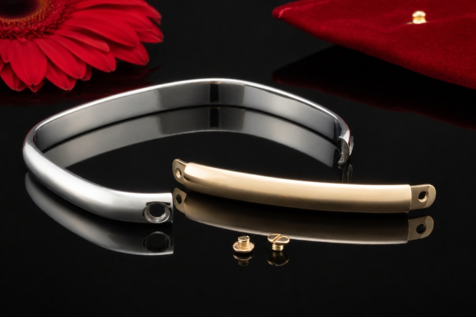 Cartier Armreif Love Motiv Acier et Or Eckige Form 750er Gold und Stahl 