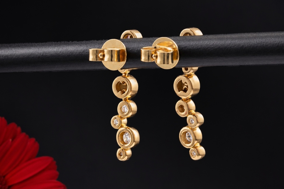 Hollfelder Macchiato Ohrringe 24 goldbraune Diamanten in 750er Roségold 