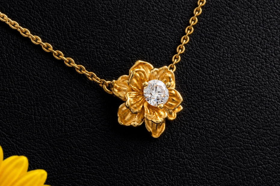 Carrera y Carrera Collier Emperatriz Blume mit Diamant in 750er Gelbgold 