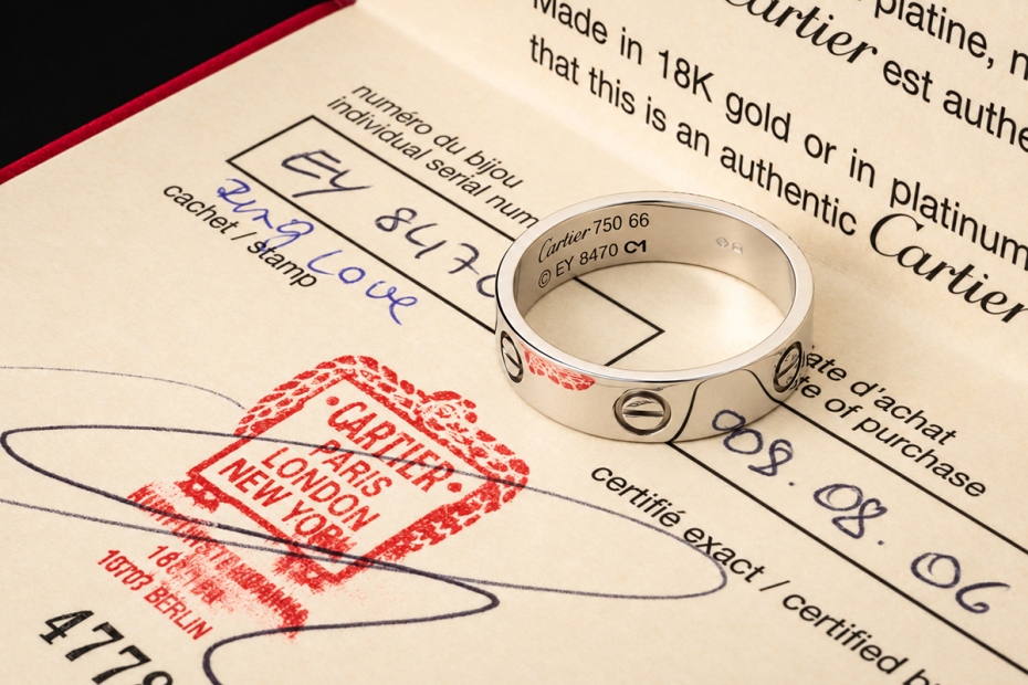 Cartier Love Ring Klassisches Modell in Weißgold 750 Größe 66 Zertifikat 
