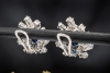Ohrringe Ohrclips mit Oval Saphir und Diamanten in Platin und Weißgold 