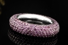 Memoire Ring mit Pavé Amethyst rundum massiv in 750er Weißgold Größe 56 