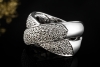 Verschlungener Doppelband Ring mit Diamanten Massive Arbeit Weißgold 750 