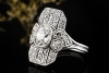 Antiker Ring mit Diamanten im Old Mine Cut Art déco in 950er Platin 