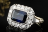 Ring Antik mit Saphir und Diamanten im Altschliff Handwerkskunst in Gold 