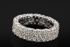 Memoire Ring Bandring mit 3 Reihen Diamanten in 750er Weißgold Größe 55 