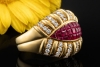 Ring mit Carré Rubinen und Diamanten im Vintage Design Gelbgold 750 