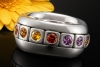 Odenwald Eternity Drehring Tango mit bunten Saphiren Massiv Weißgold 750 