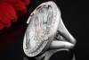 Meissen Ring Mystery Ming Drache Bemaltes Porzellan Weißgold Handarbeit 