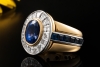 Prunkvoller Ring mit Saphir und Diamanten Massive 750er Gold Handarbeit 