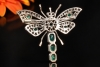 Antike Brosche Libelle Gold Smaragde Rubine Altschliff Diamanten um 1900 