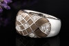 Leo Wittwer Ring mit Emaille Braun - Grau und Diamanten in Weißgold 750 