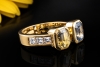 Toi et Moi Ring 2 Saphire Blau und Gelb mit Diamanten in 750er Gelbgold 