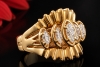 Vintage Ring 5 Navette-Diamanten & Finger-Mate-Mechanismus in 585er Gold 