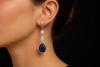 Lange Zoccai Ohrringe Ohrhänger Blau Aquamarin Perle Diamant in Roségold 