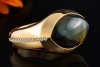 Vhernier Ring mit Falkenauge & Diamanten Massive Arbeit in Roségold 750 