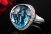 Hollfelder Exklusiver Blautopas Ring mit 104 Brillanten in Weißgold 750 