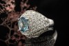 Aquamarin Ring Aparte Goldschmiedearbeit 3,8 Ct Diamanten 750er Weißgold 