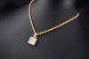 Chopard Collier Happy Diamonds eckig mit Diamanten Saphir 750er Gelbgold 