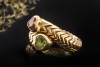 Bvlgari Spiga Herz Ring mit Rubellit Peridot Flexibel in 750er Gelbgold 