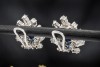 Ohrringe Ohrclips mit Oval Saphir und Diamanten in Platin und Weißgold 
